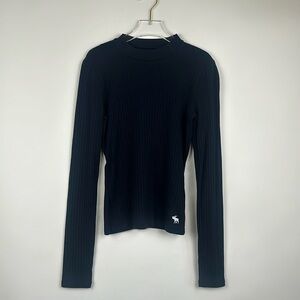 Abercrombie Kids Girls Navy Ribbed Mock Neck Long Sleeve Top Size 15/16